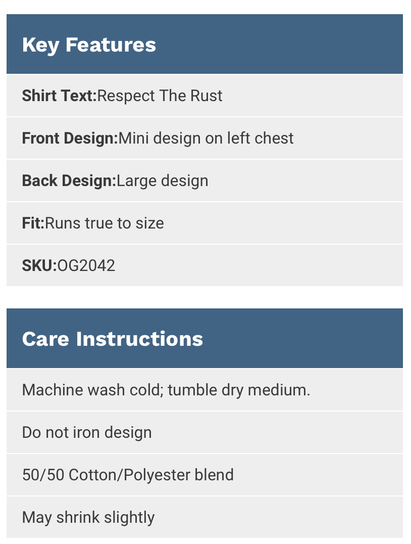 Old Guys Rule "Respect The Rust" Short Sleeve Tee
