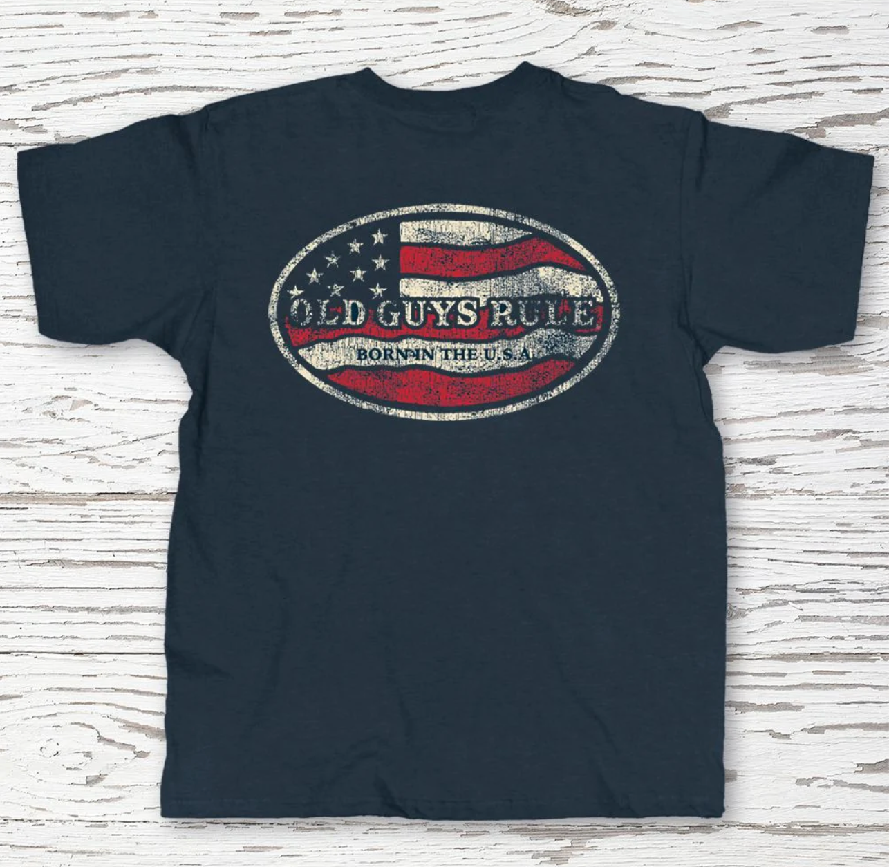 Old Guys Rule "Born in the USA" Navy Short Sleeve Tee