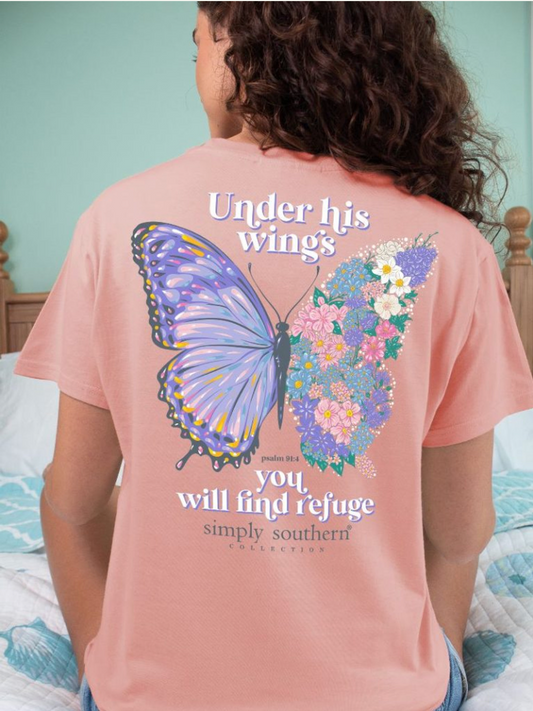 Simply Southern "Under His Wings" Cocktail Orange Shirt