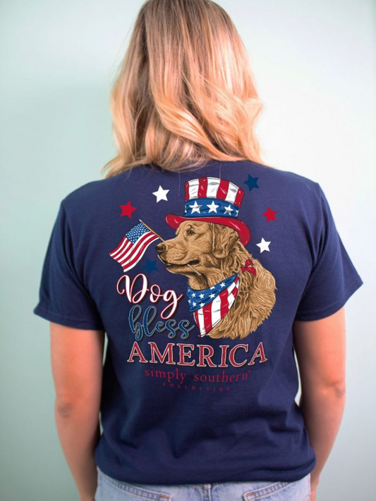 Simply Southern Navy "Dog Bless America" shirt