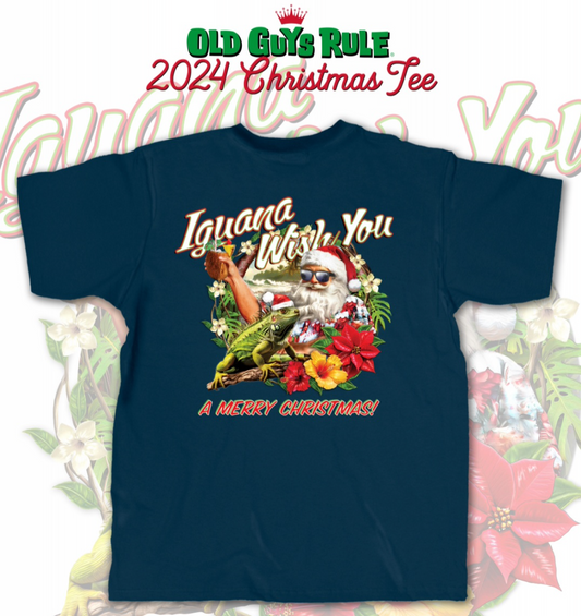 Old Guys Rule - Iguana Wish You a Merry Christmas Crew Tee